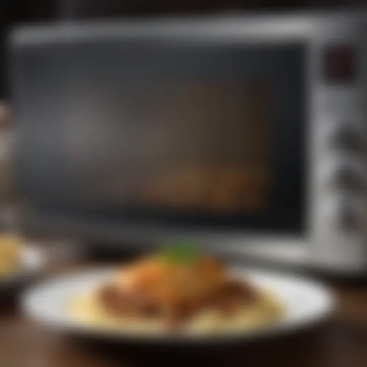 A close-up view of a gourmet microwave meal, illustrating the culinary possibilities of quick cooking.