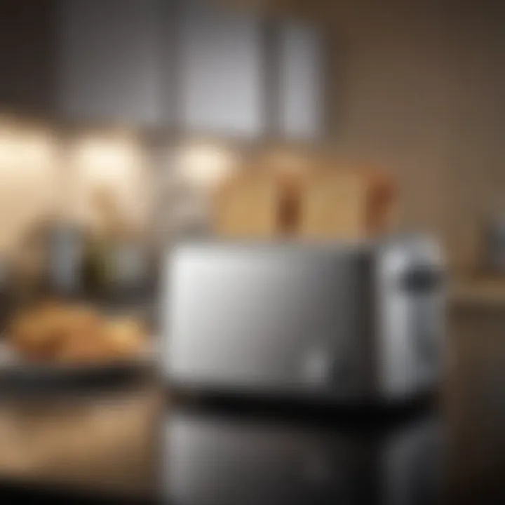 Modern kitchen featuring luxury toaster as a centerpiece