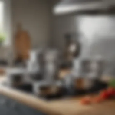 Stainless Steel Cookware in Contemporary Kitchens Stainless steel cookware set displayed in a modern kitchen setting