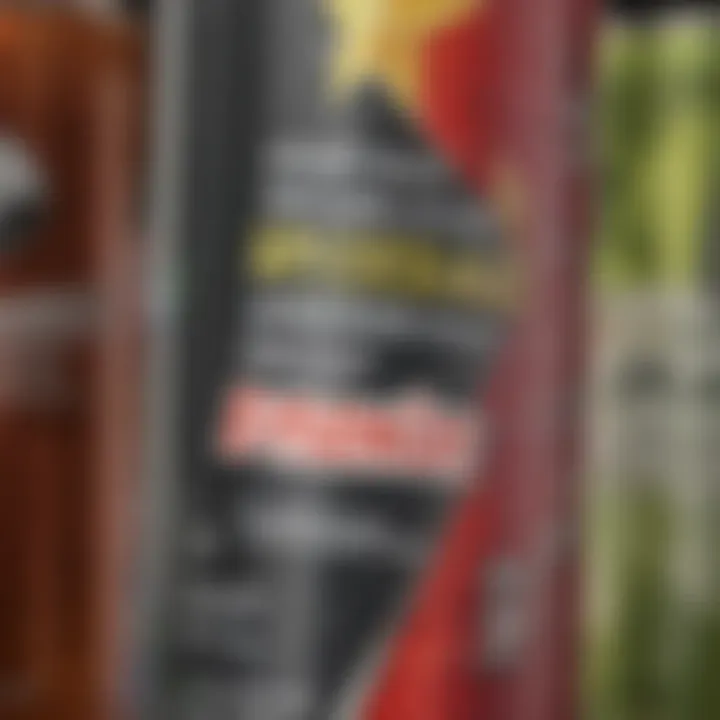 Close-up of a natural ingredients label on an energy drink