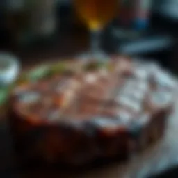 Close-up of a beautifully aged steak showcasing its marbling and texture