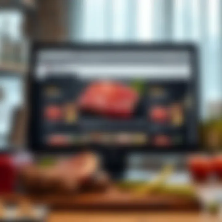 Navigating Online Aged Steak Marketplaces A computer screen displaying an online marketplace for aged steaks