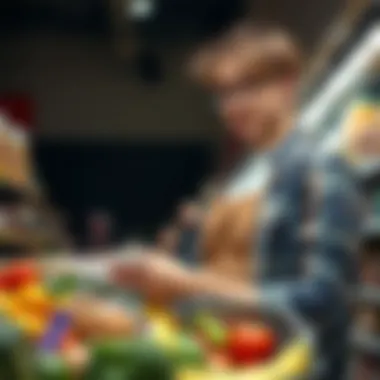 A thoughtful individual reviewing a grocery list while shopping for gluten-free products.