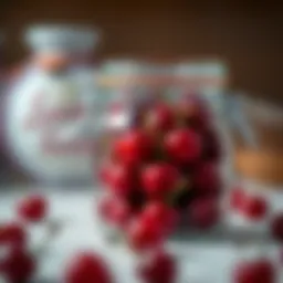 A close-up view of Luxardo cherries in a jar showcasing their rich color