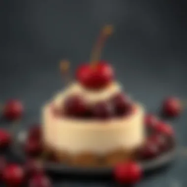 An elegant dessert featuring Luxardo cherries as a garnish