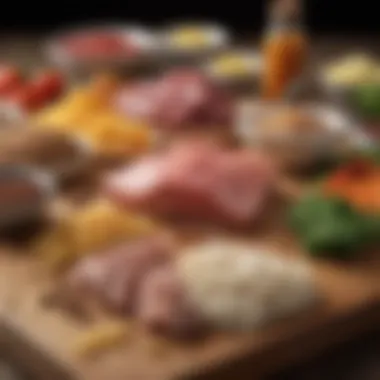 Assortment of lean proteins displayed on a board