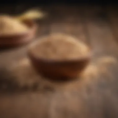 Selection of whole grains on a wooden table