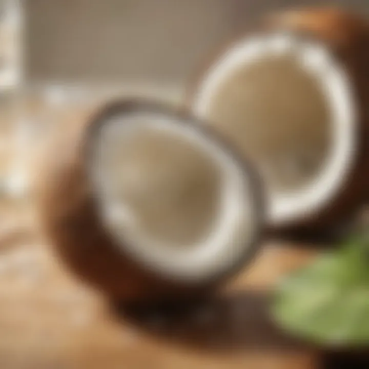 Coconut water in a coconut shell with a straw