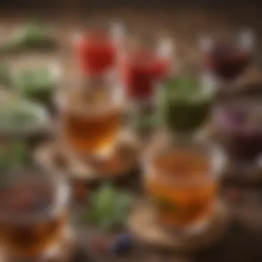 A selection of herbal teas in colorful cups