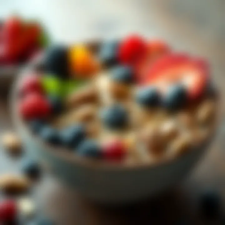 Colorful and nutritious breakfast bowl filled with oats, berries, and nuts.