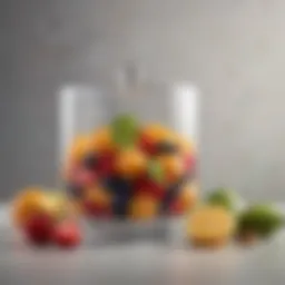 Elegant glass container showcasing assorted fruits