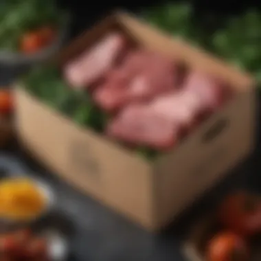 A delivery box filled with organic meat and farm-fresh produce