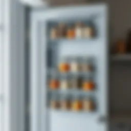 Elegant over-the-door spice rack showcasing various spices in glass jars