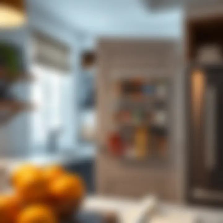 Stylish kitchen with an over-the-door spice rack integrated into decor