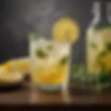 A vibrant glass of Patrón Lemonade garnished with fresh herbs and lemon slices