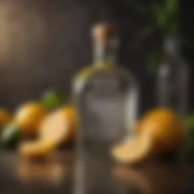 A refreshing bottle of Patrón tequila surrounded by citrus fruits