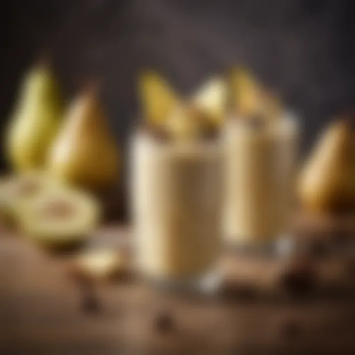 A creative variation of pear smoothie with unique toppings