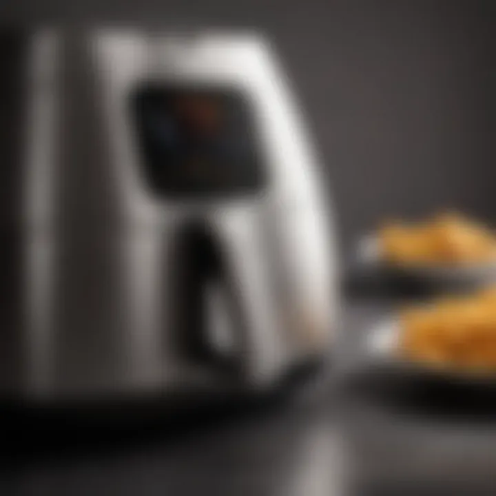 A close-up view of the Philips Premium Airfryer's control panel showcasing its advanced settings