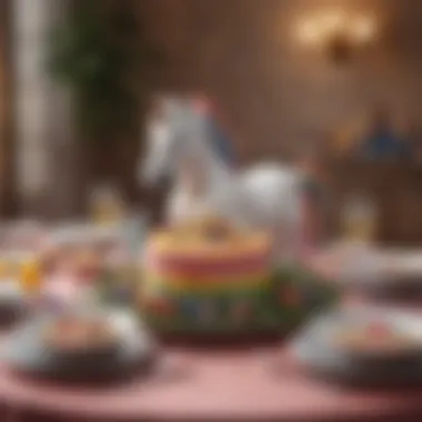 Colorful table setting showcasing the unicorn theme.