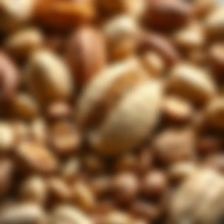 Close-up of nutritious nuts and seeds emphasizing their healthy fats and proteins