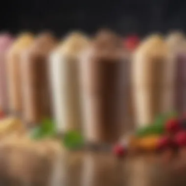 Diverse Protein Shake Flavors An array of protein shake flavors showcasing variety