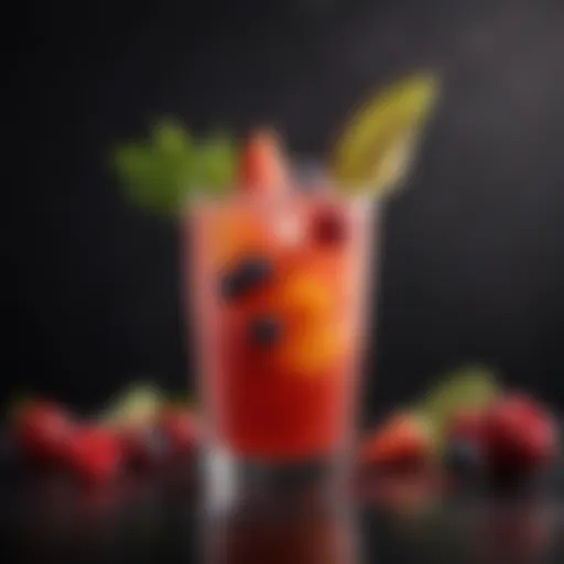 A vibrant cocktail adorned with fresh fruit garnishes