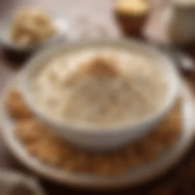 A decorative dish of arroz con leche surrounded by cultural artifacts