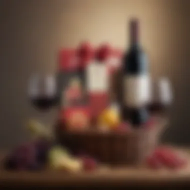 Beautifully arranged red wine gift basket