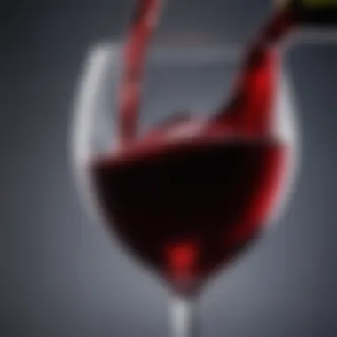 Close-up of red wine poured into a glass