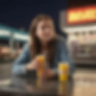 Refreshing Energy Drink Experience Person enjoying a refreshing energy drink while on the go