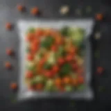 Close-up of a resealable vacuum bag containing fresh vegetables