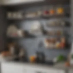 A clean and organized kitchen shelf with rigid plastic liners