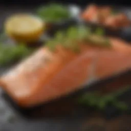 Fresh salmon fillet with herbs