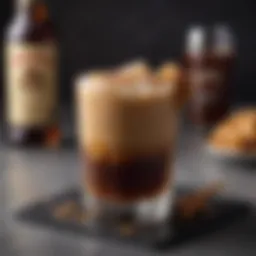 Decadent salted caramel drizzle on a glass of Kahlua cocktail