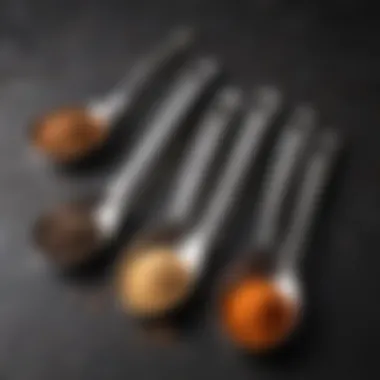 A collection of scoop measuring spoons in various sizes and materials.