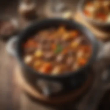 Delicious Slow Cooker Beef Stew A slow cooker filled with rich, simmering beef stew.