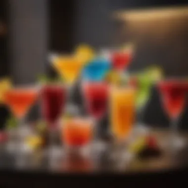 Assortment of Colorful Cocktails An assortment of colorful cocktails on a table