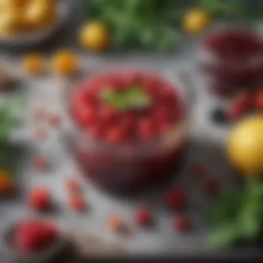 Vibrant Fresh Ingredients for Jam Crafting Fresh fruits and herbs used in small jam making