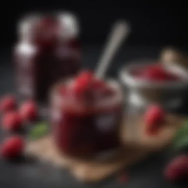 Rich Texture of Artisanal Jam A close-up of a spoonful of rich, textured jam