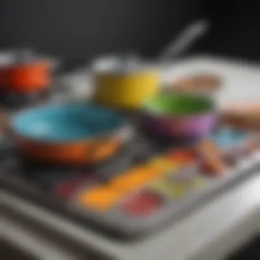 Close-up of Smeg cookware's distinctive color palette and finish