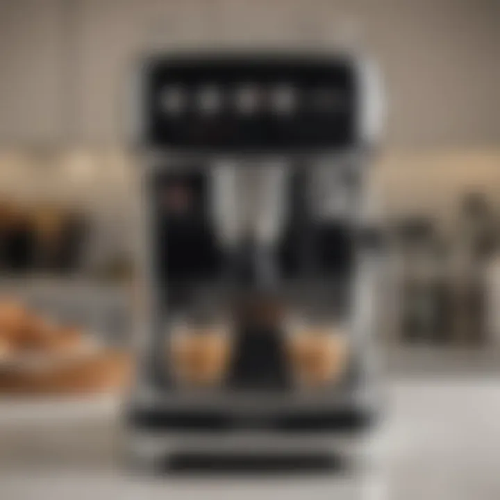 Close-up of the Smeg Dolce and Gabbana coffee maker's control panel