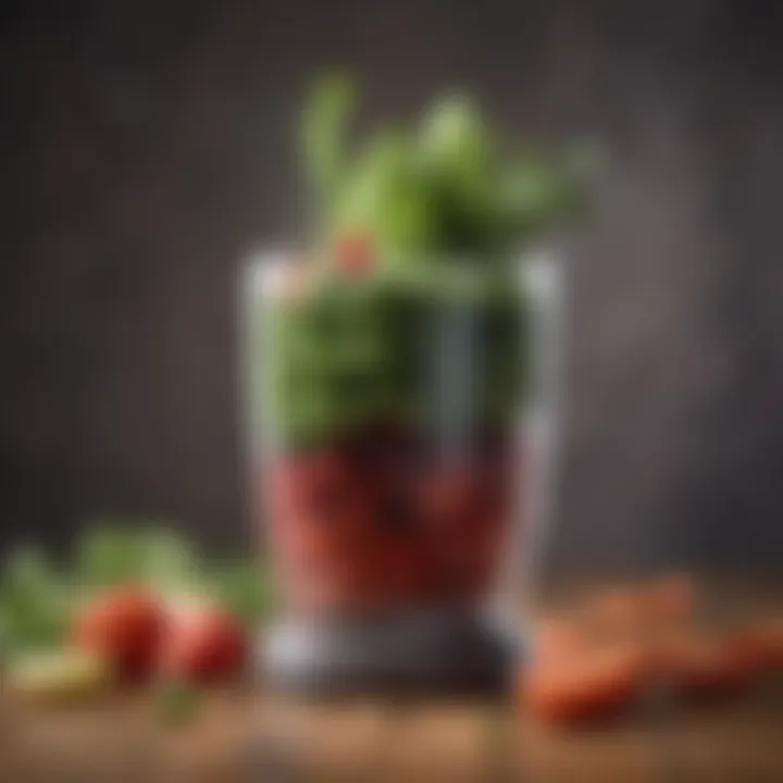 Blender filled with fresh produce and liquid