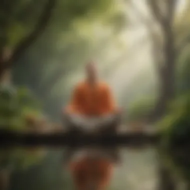 Person meditating in a serene environment