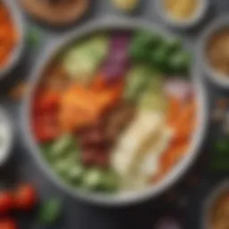 Colorful assortment of fresh vegetables in a Subway Protein Bowl