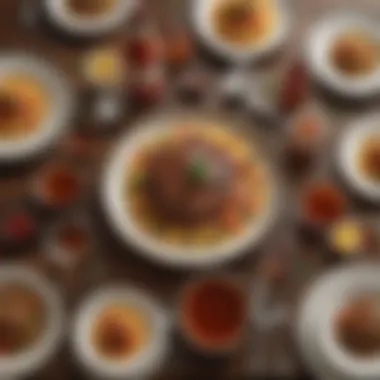Dishes Enhanced by Tabasco Steak Sauce A beautifully arranged table setting with various dishes, all enhanced by Tabasco steak sauce.