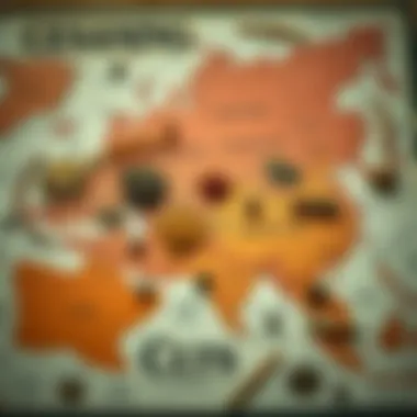 An intricate map highlighting regions known for their unique seasoning blends and culinary heritage.