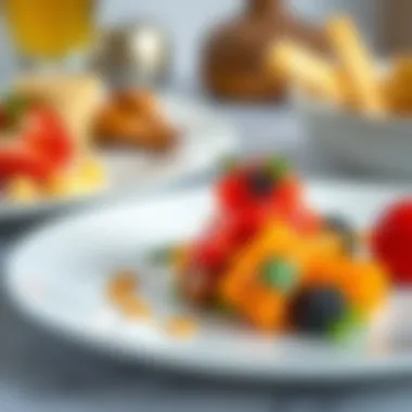 Culinary presentation on a plain white plate showcasing vibrant food colors