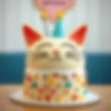 A Stunning Cat Birthday Cake with Whimsical Decorations Elegant cat birthday cake adorned with playful decorations