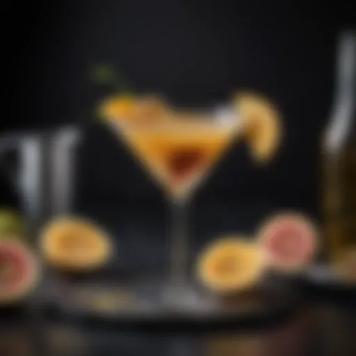 A beautifully garnished Porn Star Martini with passion fruit