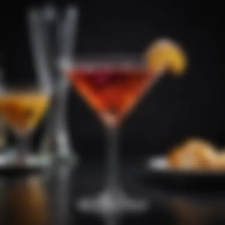 Elegant glassware showcasing the vibrant color of a Porn Star Martini